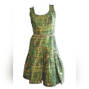 $3,990 OSCAR DE LA RENTA GREEN GOLDEN RUNWAY SILK DRESS SIZE US 2